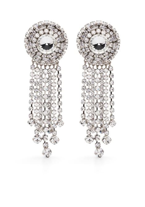 Silver crystal-embellished dangle earrings - women